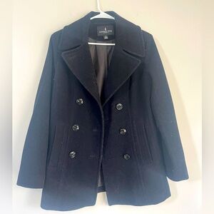 London Fog Black Wool Peacoat, size S